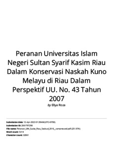 PERANAN UNIVERSITAS ISLAM NEGERI SULTAN SYARIF KASIM RIAU DALAM ...